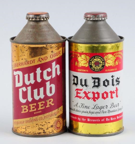 LOT OF 2: DUBOIS & DUTCH CLUB BEER CONE TOP CANS. 