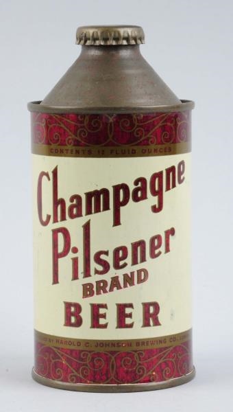 CHAMPAGNE PILSNER BEER CONE TOP CAN.              