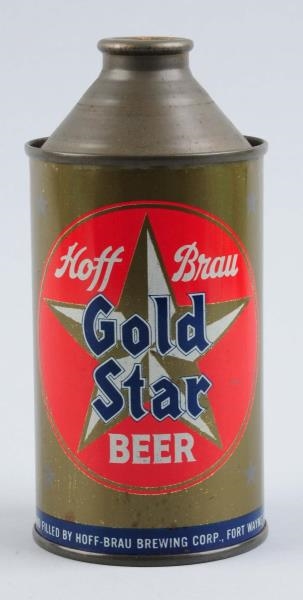 HOFF BRAU GOLD STAR BEER CONE TOP CAN.            