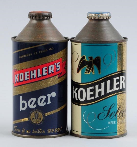 LOT OF 2:  KOEHLERS BEER CONE TOP CANS.          
