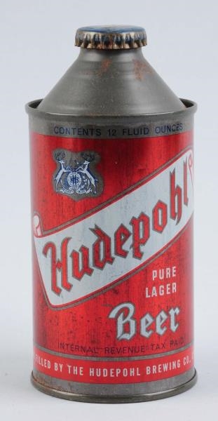 HUDEPOHL BEER CONE TOP CAN.                       