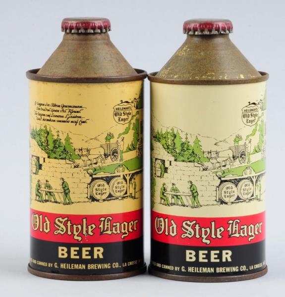 LOT OF 2: HEILEMAN OLD STYLE LAGER CONE TOP CANS. 