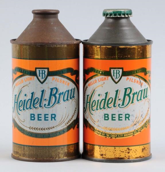 LOT OF 2: HEIDEL-BRAU BEER CONE TOP CANS.         