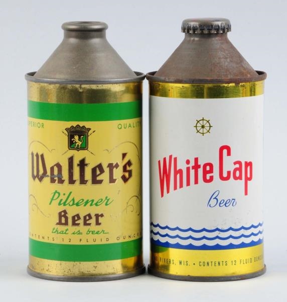 LOT OF 2: WHITE CAP & WALTERS BEER CONE TOP CANS.