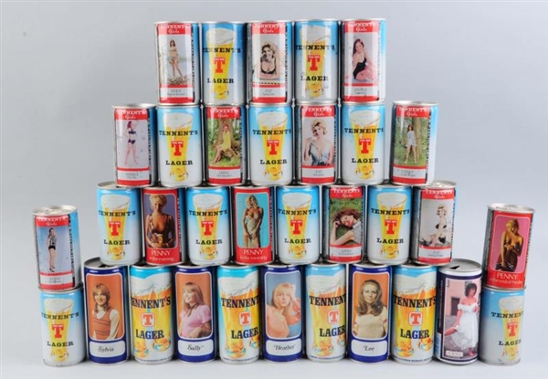 LOT OF 33: TENNENTS PIN UP GIRL PULL TAB CANS.   