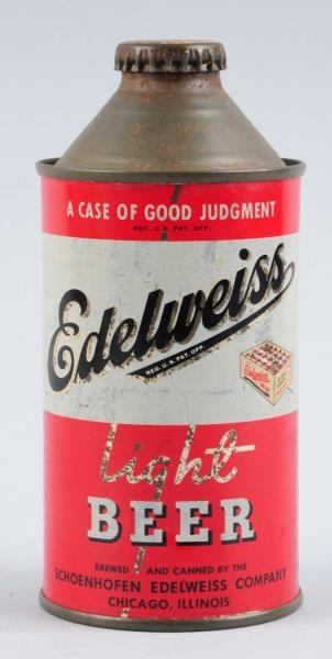 EDELWEISS LIGHT BEER CONE TOP CAN.                