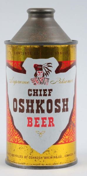 CHIEF OSHKOSH BEER CONE TOP CAN.                  