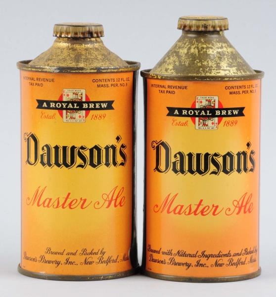 LOT OF 2: DAWSONS MASTER ALE CONE TOP CANS.      