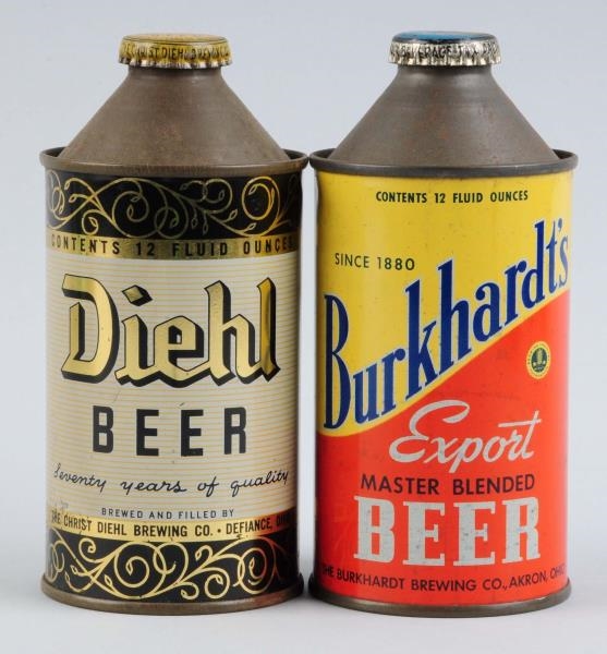 LOT OF 2: BURKHARDTS & DIEHL BEER CONE TOP CANS. 