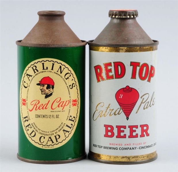 LOT OF 2: RED TOP & RED CAP BEER CONE TOP CANS.   