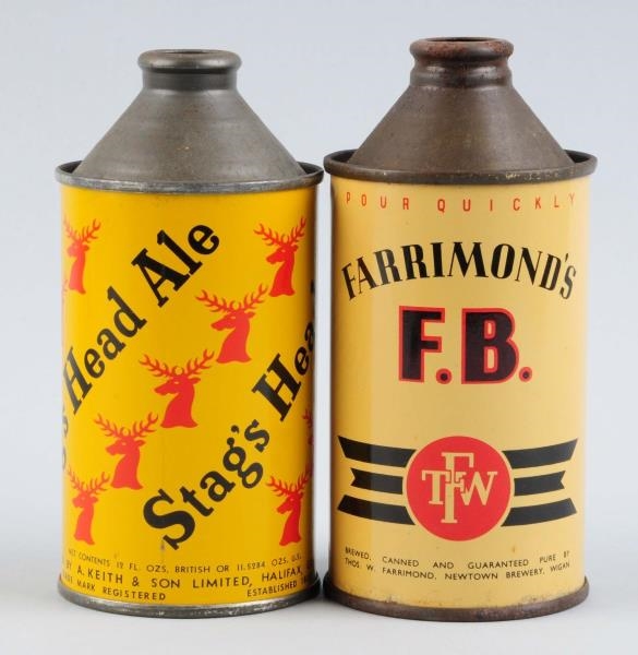 LOT OF 2: FARRIMONDS & STAGS HEAD CONE TOP CANS.