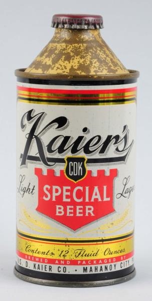 KAIERS SPECIAL BEER CONE TOP CAN.                