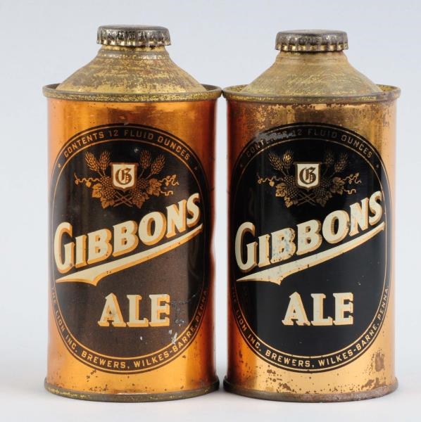 LOT OF 2: GIBBONS ALE CONE TOP CANS.              
