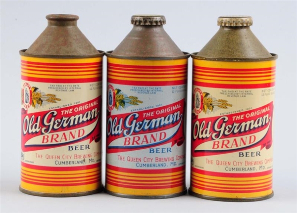 LOT OF 3: OLD GERMAN BEER CONE TOP CANS.          
