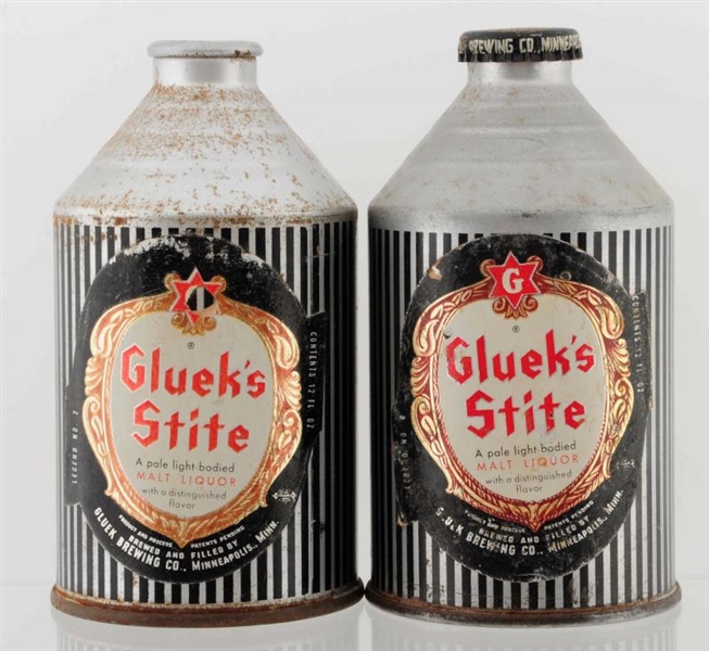 LOT OF 2: GLUEKS STITE CROWNTAINER BEER CANS.    