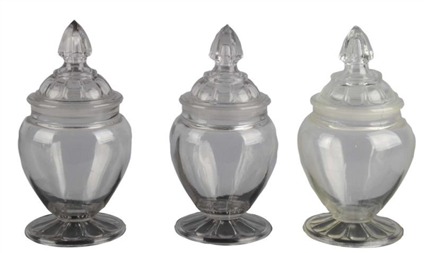 LOT OF 3: OBLONG GLASS CANDY JARS                 