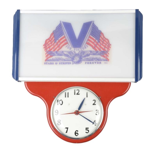 V FOR VICTORY LIGHTED WALL CLOCK                  