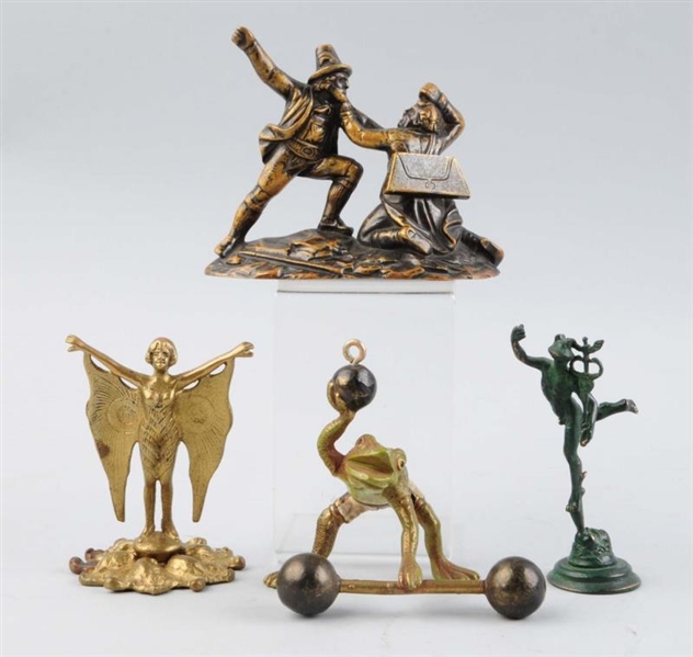 LOT OF 4:  ASSORTED SMALL BRONZE FIGURES.         