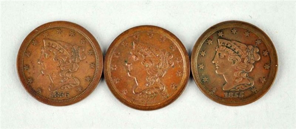 LOT OF 3: BRAIDED HAIR HALF CENTS.                