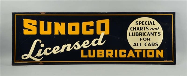 SUNOCO LICENSED LUBRICATION SST WOOD BACK SIGN.   