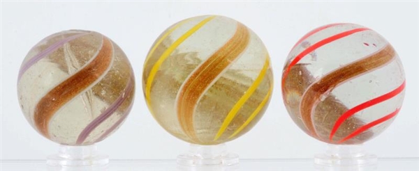 LOT OF 3: LARGE BANDED LUTZ MARBLES.              