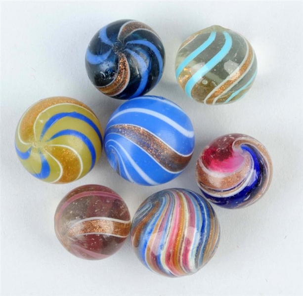 LOT OF 7: LUTZ MARBLES.                           