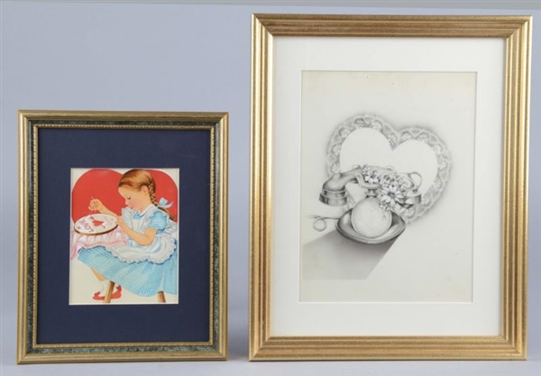 LOT OF 2: VALENTINES DAY GREETING CARDS IN FRAMES
