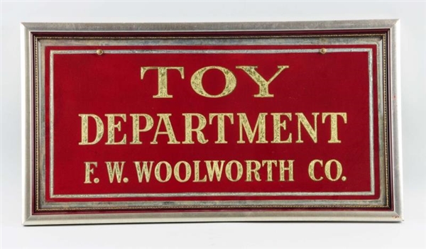 WOOLWORTH TOY DEPARTMENT REVERSE PAINTING SIGN.   