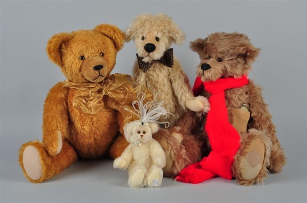 LOT OF 4: STUFFED MOHAIR JOINTED BEARS.           