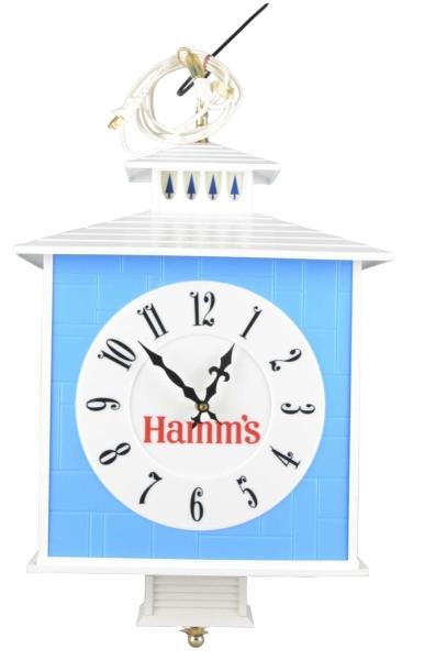 HAMMS BEER HANGING CLOCK SIGN                    