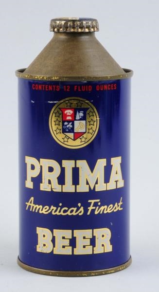 PRIMA BEER CONE TOP CAN.                          