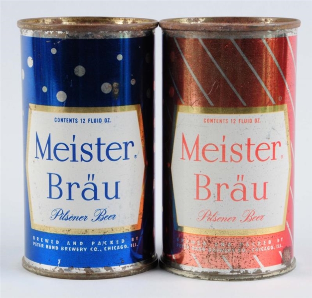 LOT OF 2: MEISTER BRAU FLAT TOP BEER CANS.        