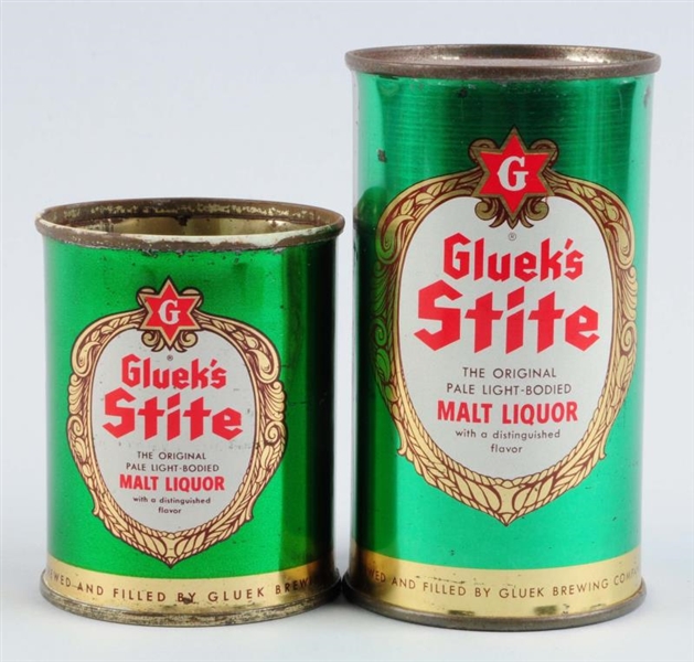 LOT OF 2: GLUEKS STITE MALT LIQUOR FLAT TOP CANS.
