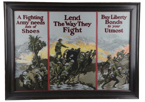 LIBERTY WAR BONDS ADVERTISEMENTS IN FRAME         