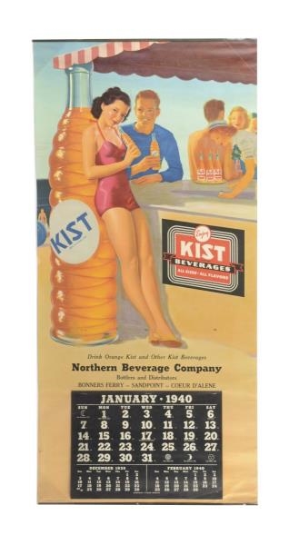 1940 KIST BEVERAGES BEACH ADVERTISING CALENDAR    