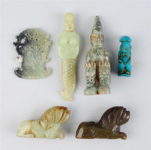 LOT OF 6: ASSORTED ORIENTAL CARVED PIECES.        