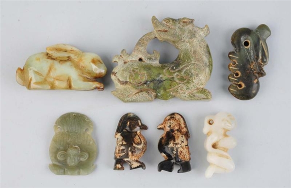 LOT OF  6: ASSORTED ANCIENT JADE PIECES.          