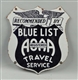 RECOMMENDED BY BLUE LIST AOAA TRAVEL SERVICE SIGN.