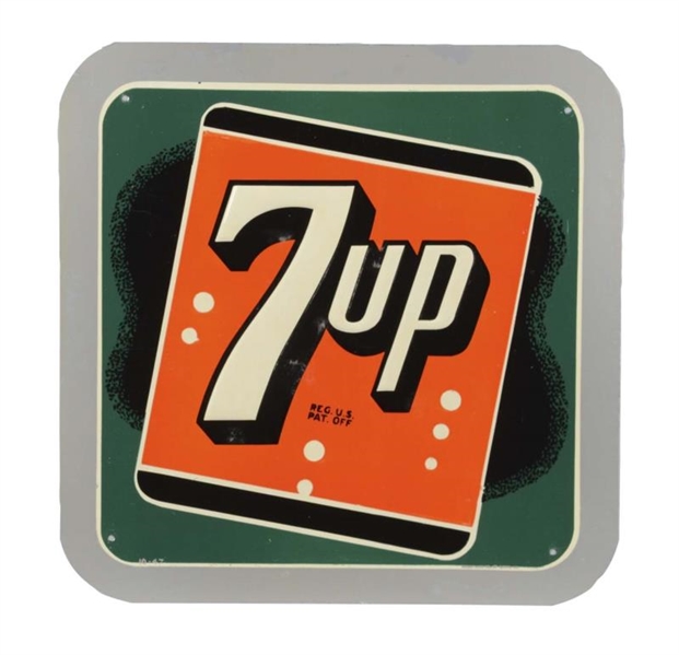 7UP EMBOSSED TIN LITHO ADVERTISING SIGN           