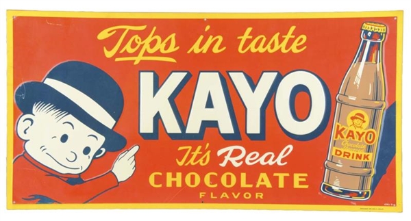 KAYO CHOCOLATE BEVERAGE EMBOSSED TIN SIGN         