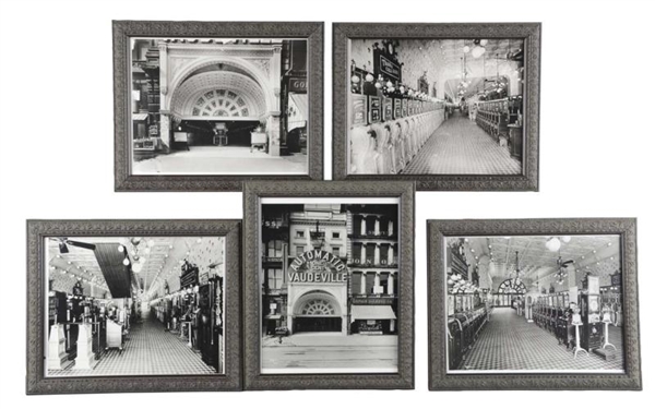 LOT OF 5: NEW YORK PENNY ARCADE PHOTOS IN FRAMES  