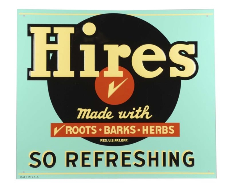 HIRES ROOT BEER EMBOSSED TIN ADVERTISING SIGN     