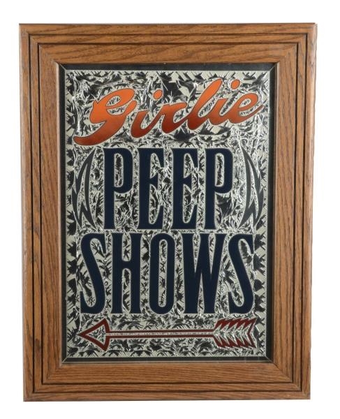 GIRLIE PEEP SHOW REVERSE ON GLASS DIRECTIONAL SIGN