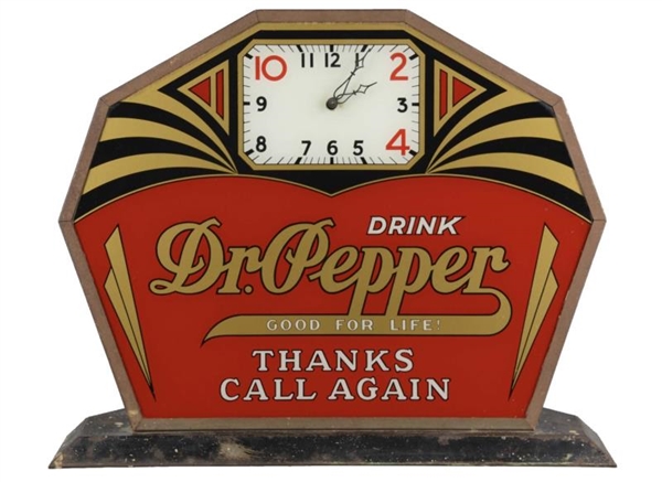 DR. PEPPER THANKS GLASS ELECTRIC ADVERTISING CLOCK