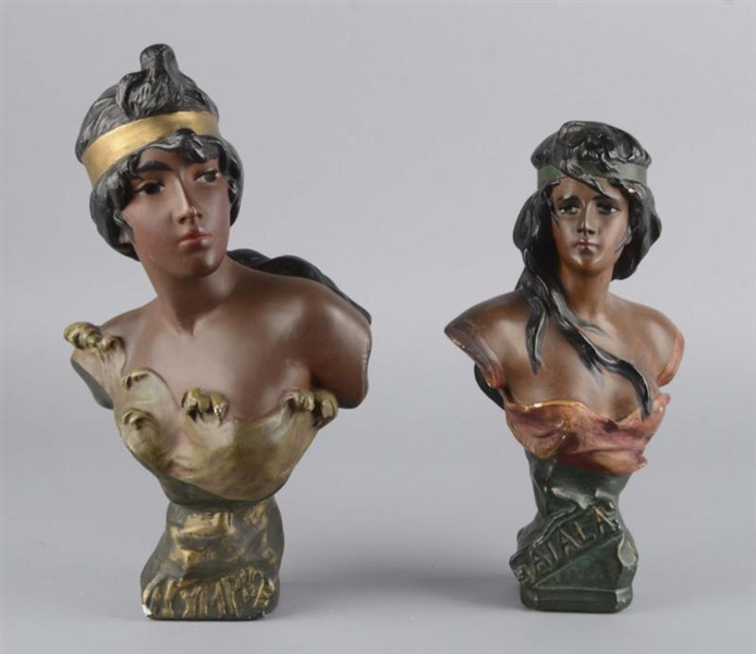 LOT OF 2: CHALKWARE BUSTS OF TWO WOMEN            