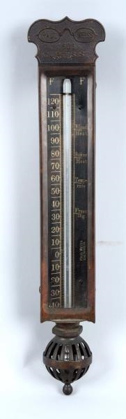 LATE 19TH CENTURY BRONZE ADVERTISING THERMOMETER. 