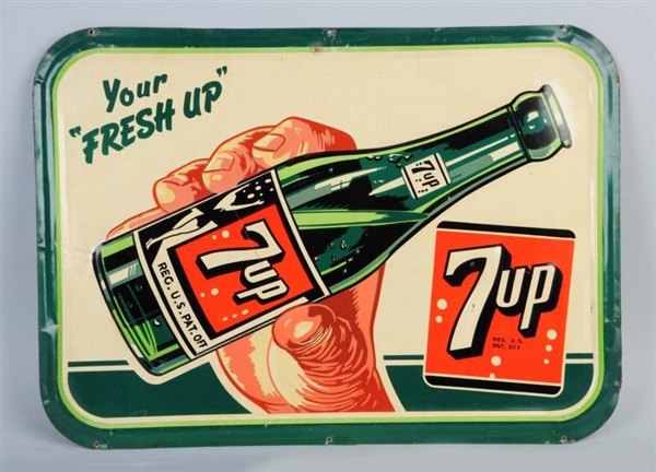 7-UP EMBOSSED TIN SIGN.                           