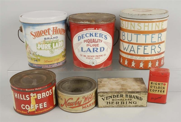LOT OF 7: PRODUCT TINS.                           