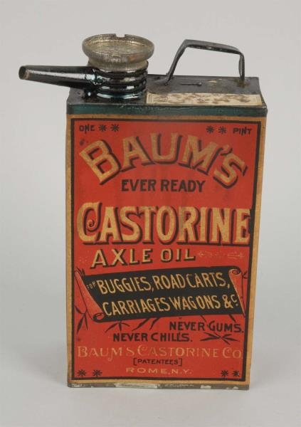 BAUMS CASTORINE AXLE OIL TIN.                    