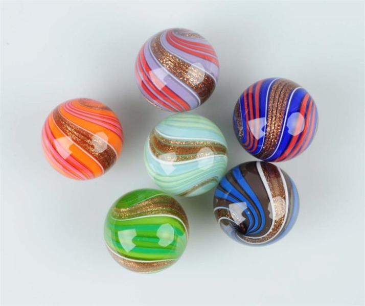 LOT OF 6: MARK MATTHEWS BANDED LUTZ MARBLES.      